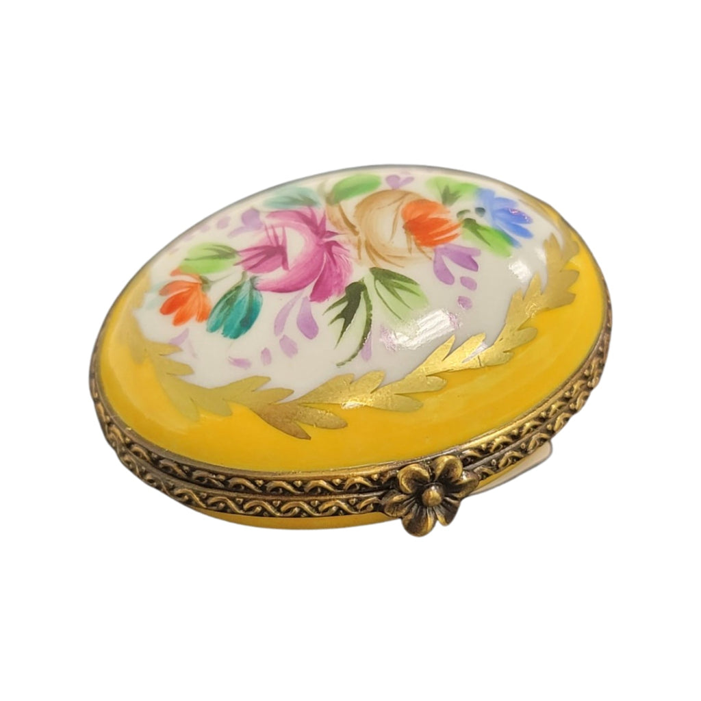Yellow Oval Limoges Porcelain Box Limoges, view 6