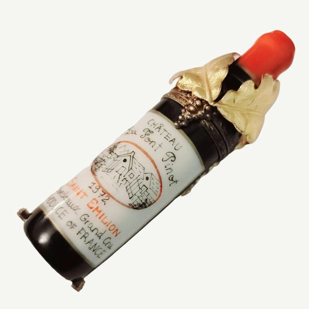 Red Wine Bottle Chateau St Emilion Limoges Box Figurine, view 4