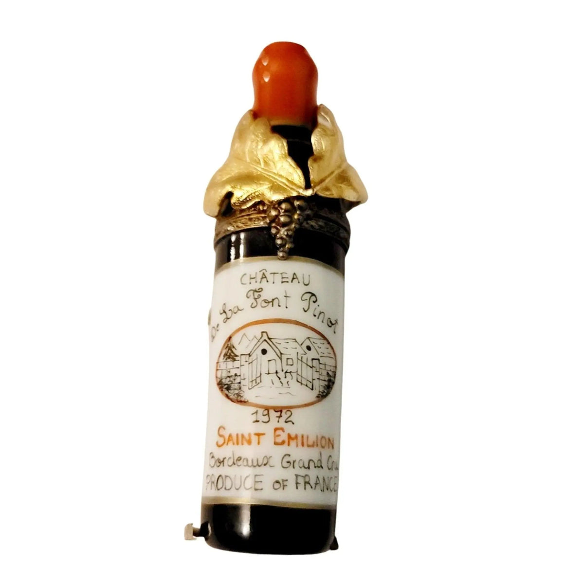 Red Wine Bottle Chateau St Emilion Limoges Box Figurine, view 5