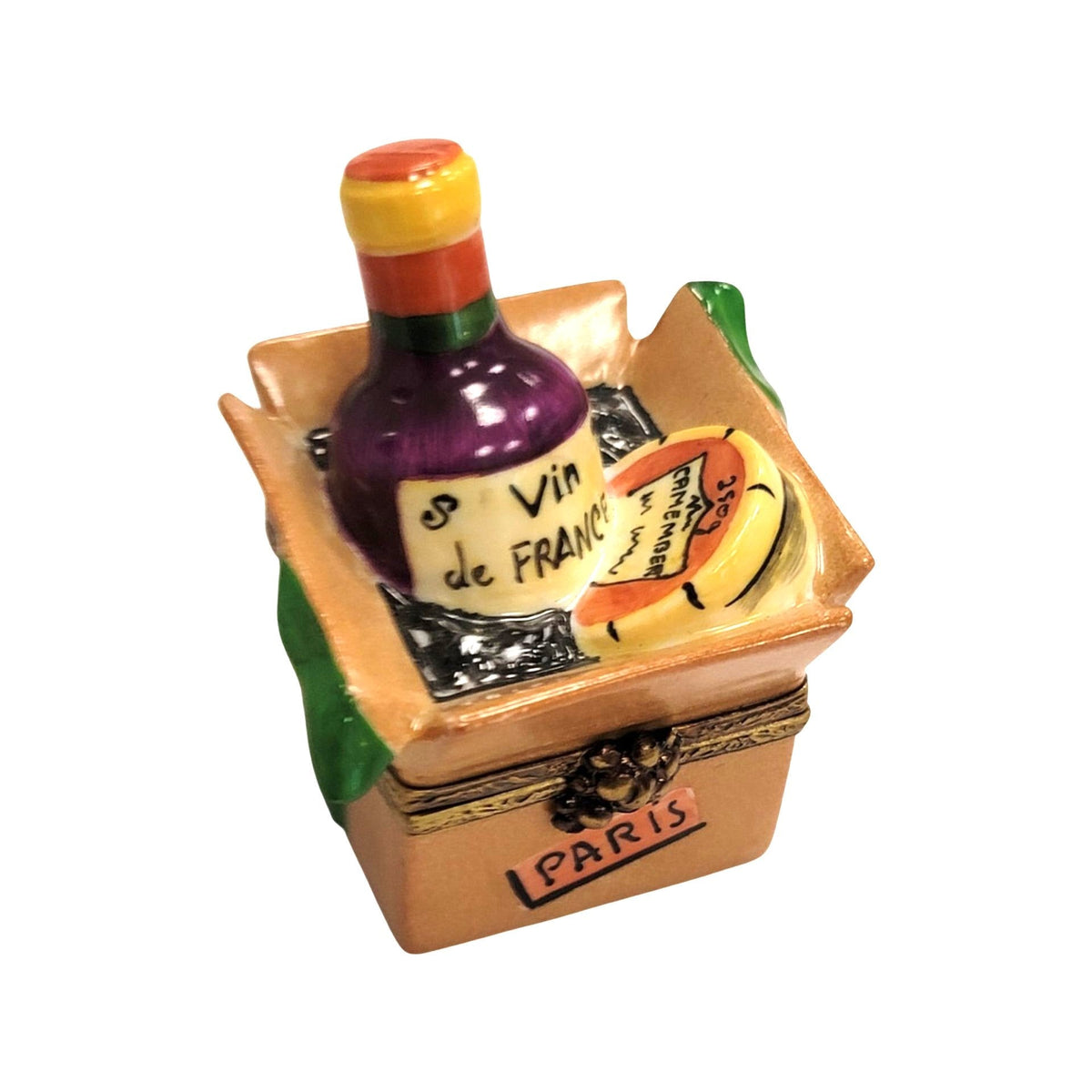 Cheese Wine Gift Basket Parcel, a hand-painted Limoges porcelain gift