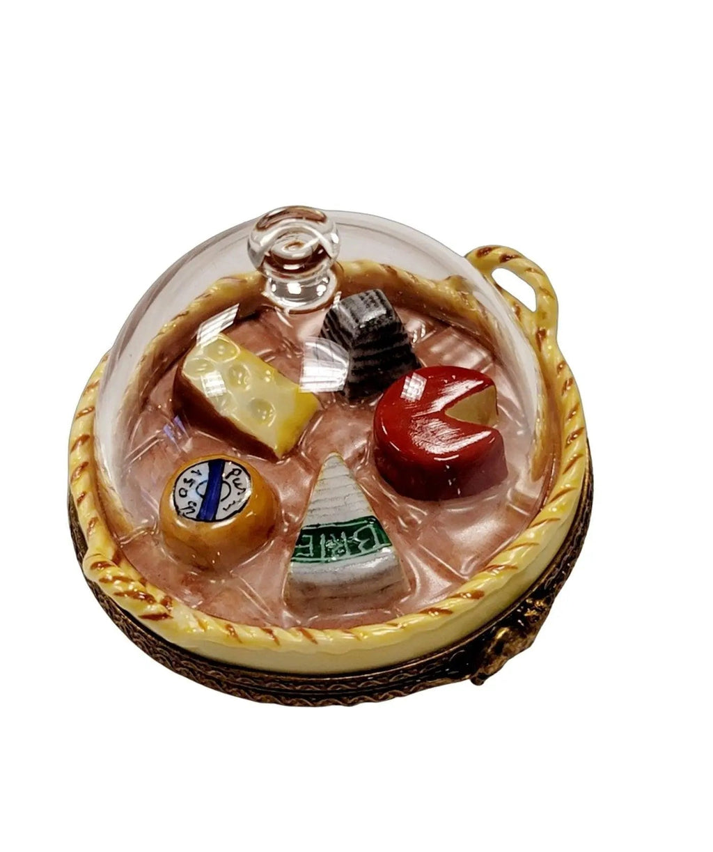 Cheese on Platter Under Dome Limoges, a hand-painted Limoges porcelain gift