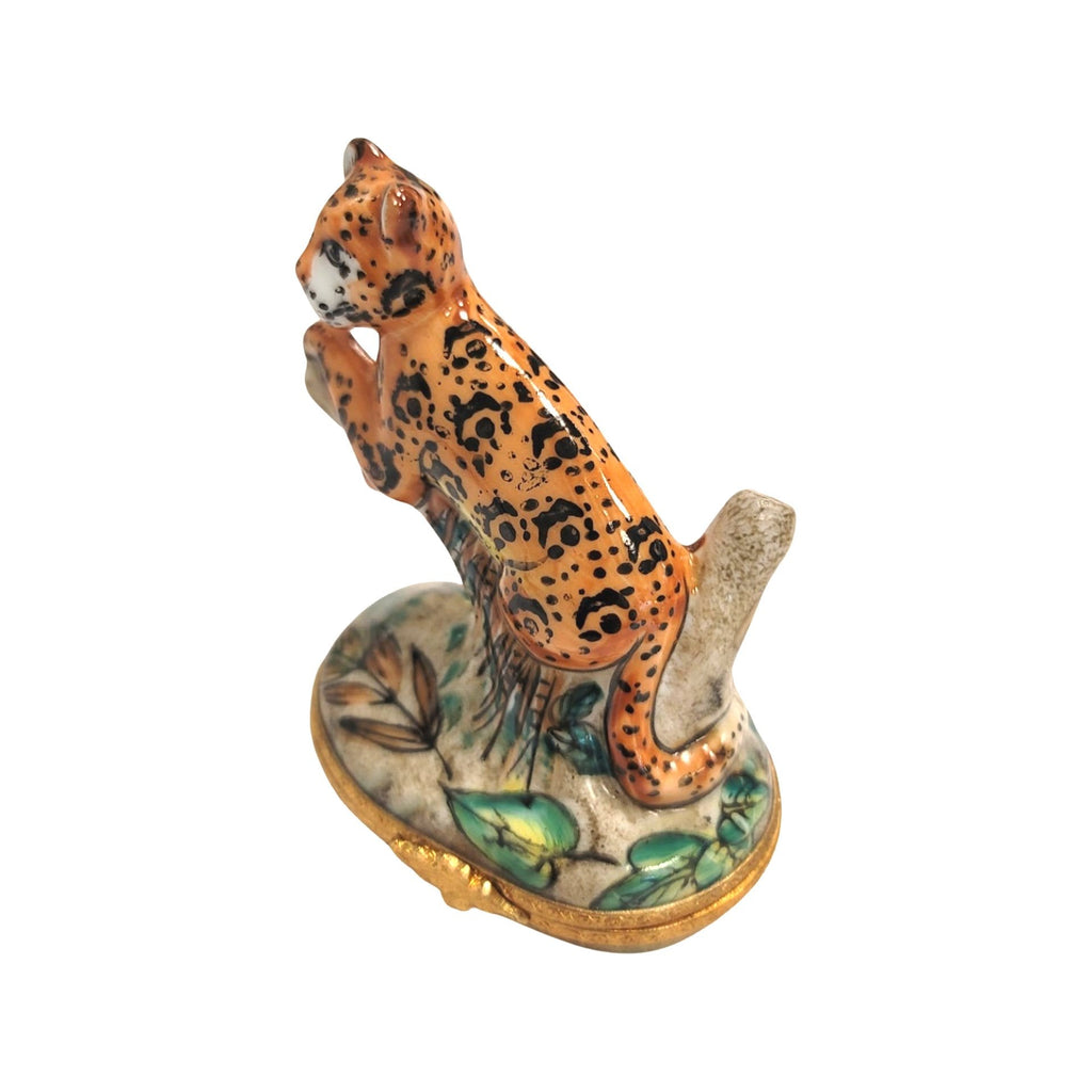 Cheetah on Log Wild Limoges Box Figurine, view 3
