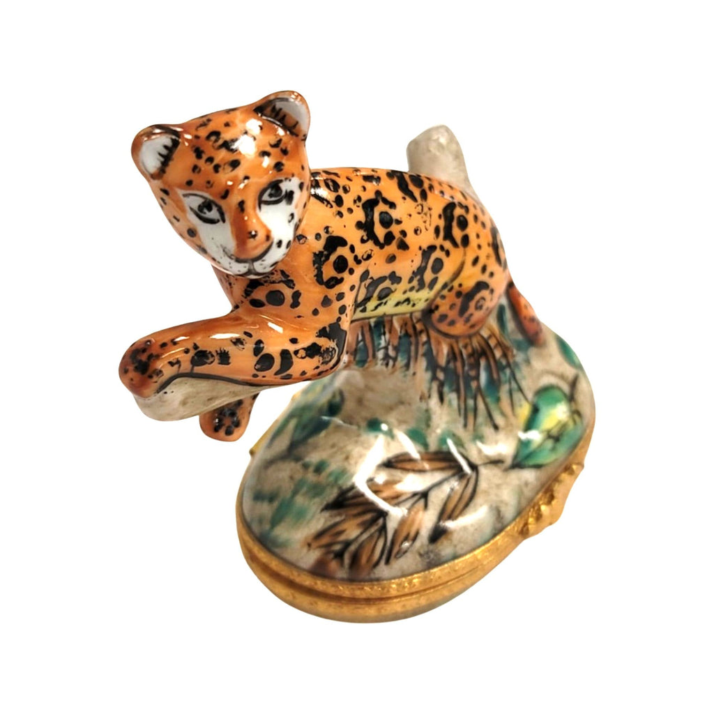 Cheetah on Log Wild Limoges Box Figurine, view 4