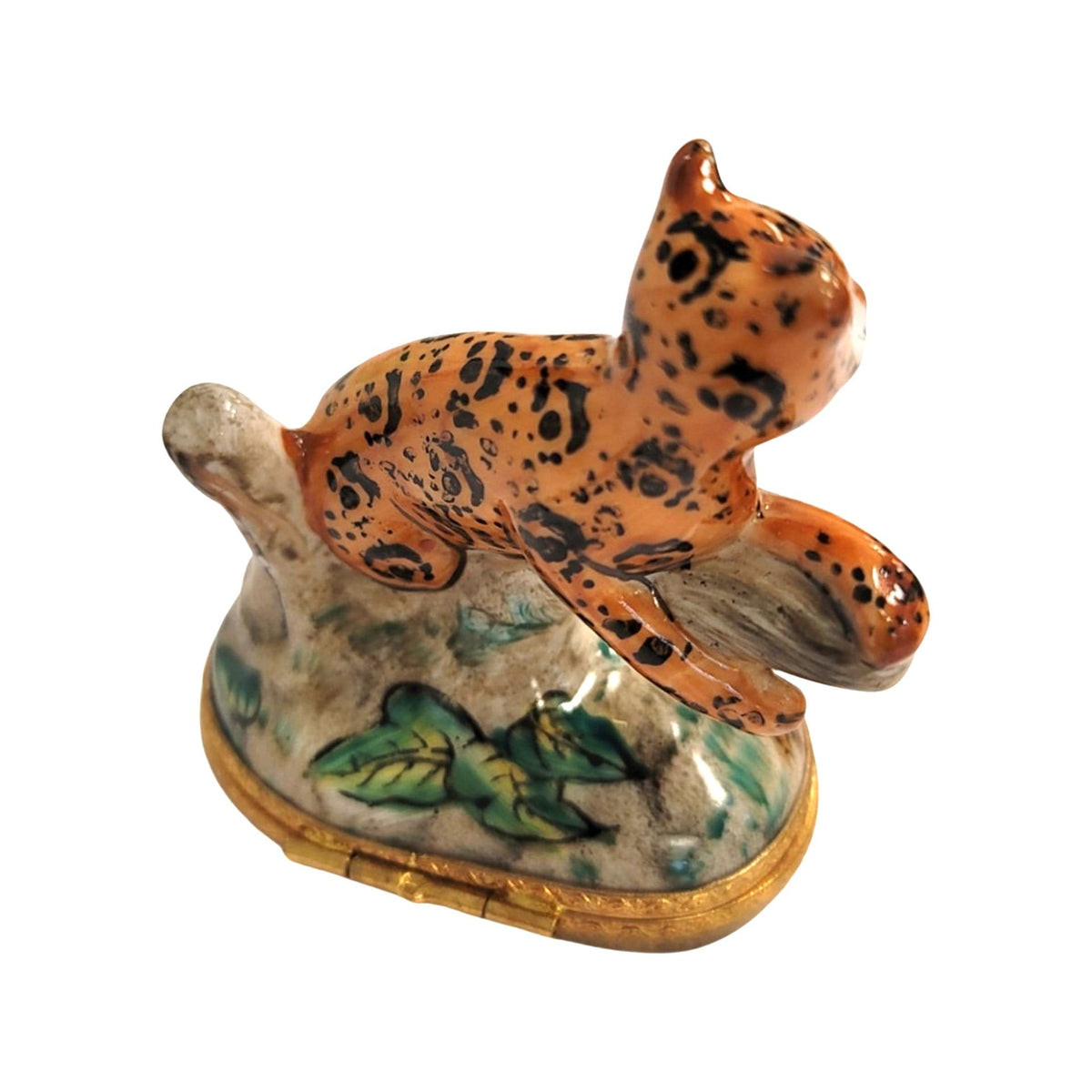 Cheetah on Log Wild Limoges Box Figurine, view 6