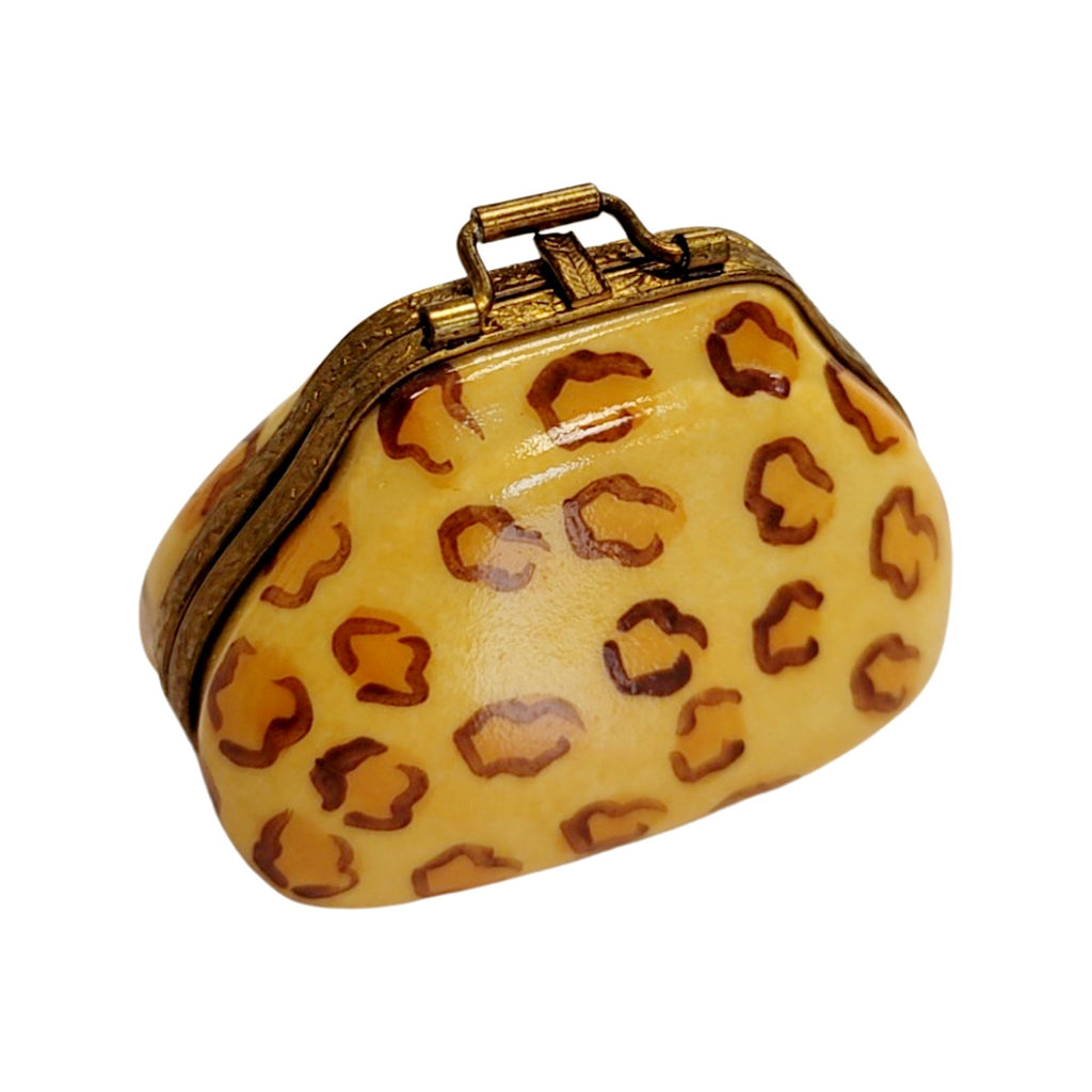 Cheetah Purse Figurine for Collectors, a hand-painted Limoges porcelain gift
