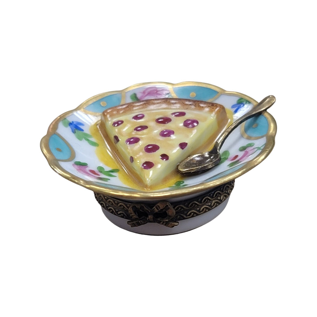 Cherry Pie Dessert on Plate Limoges Box Figurine Gift, view 3