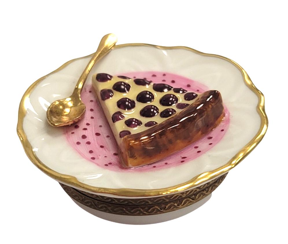 Cherry Pie Dessert on Plate Limoges Box Figurine Gift, view 3