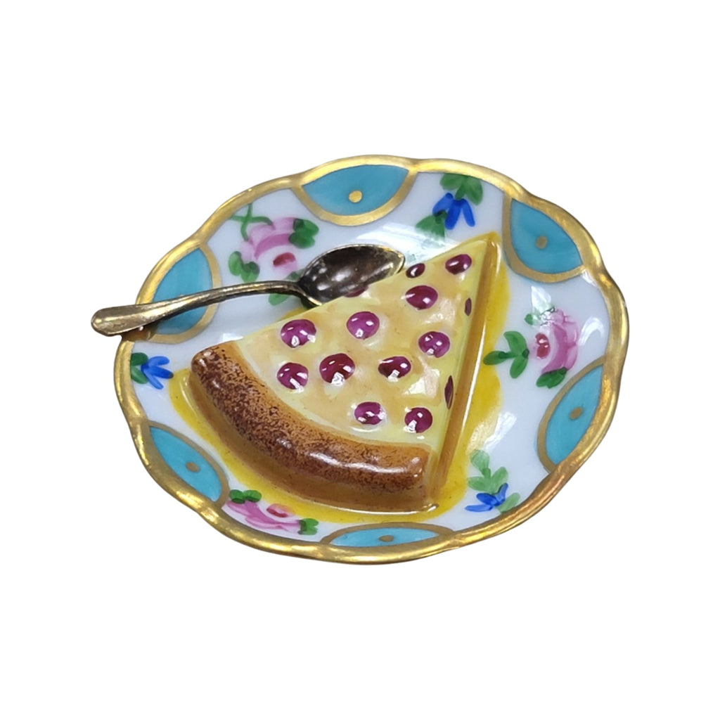 Cherry Pie Dessert on Plate Limoges Box Figurine Gift, view 4