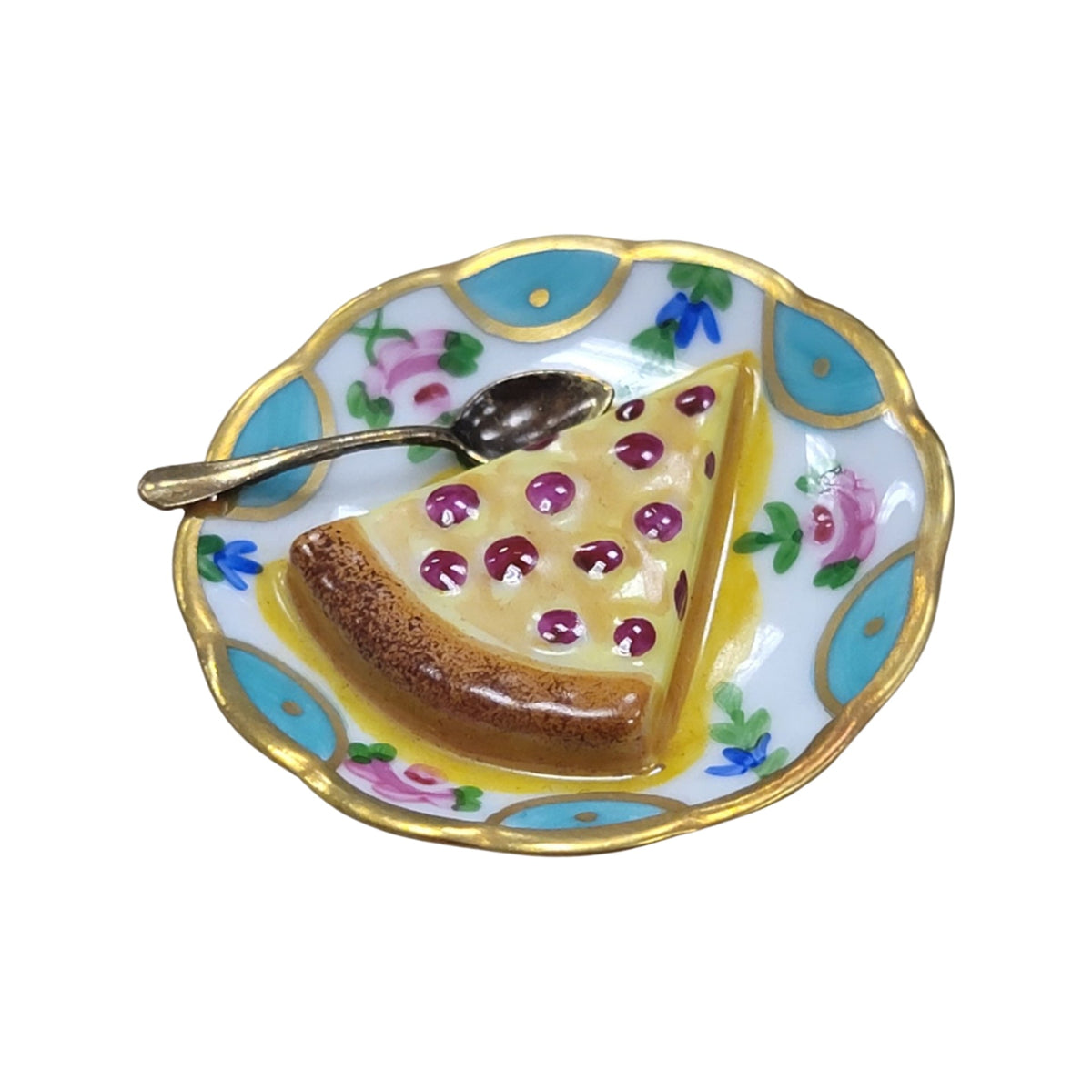 Cherry Pie Dessert on Plate Limoges Box Figurine Gift, view 4
