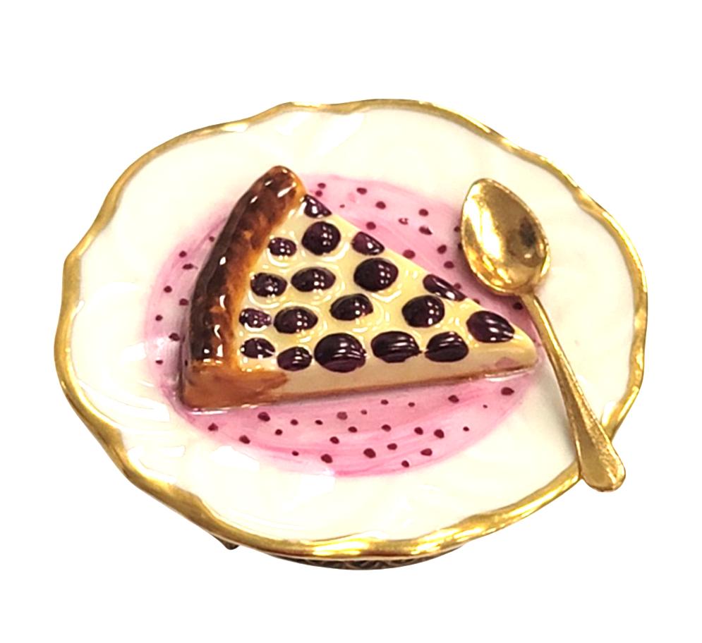 Cherry Pie Dessert on Plate Limoges Box Figurine Gift, view 4