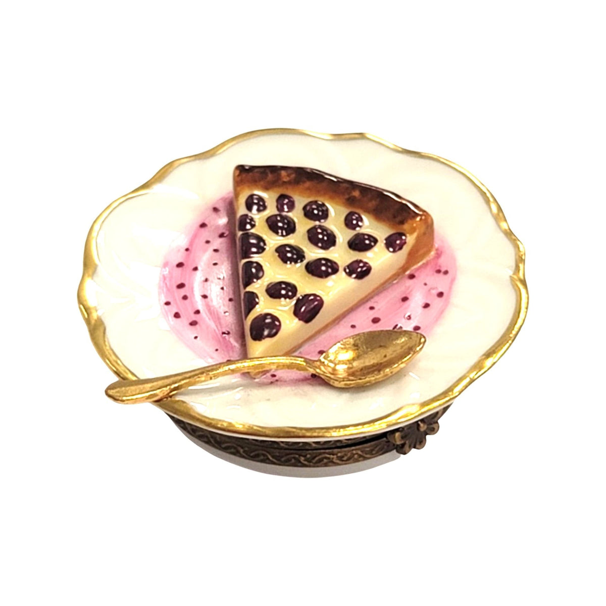 Cherry Pie Dessert on Plate Limoges Box Figurine Gift, view 5