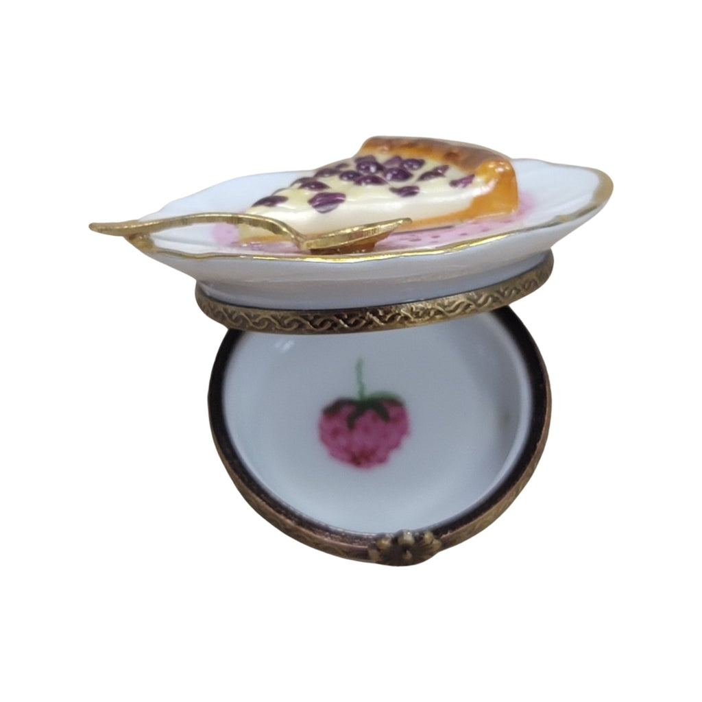 Cherry Pie Dessert on Plate Limoges Box Figurine Gift, view 6