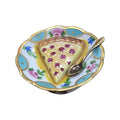 Cherry Pie Dessert on Plate Limoges Box Figurine Gift, a hand-painted Limoges porcelain gift