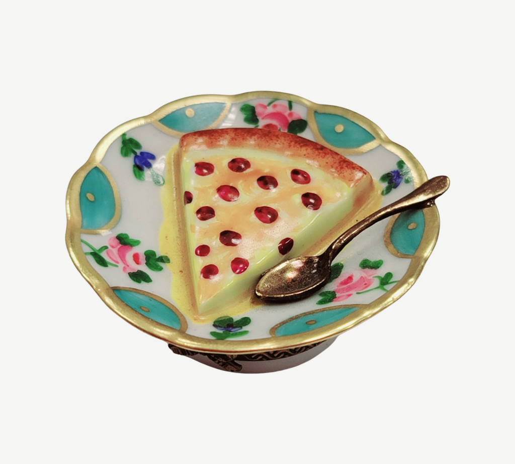Cherry Pie Dessert on Plate Limoges Box Figurine, view 4