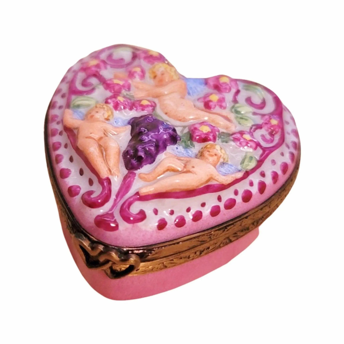 Be My Valentine Cherubs Limoges Porcelain Art Object French Gift, view 4