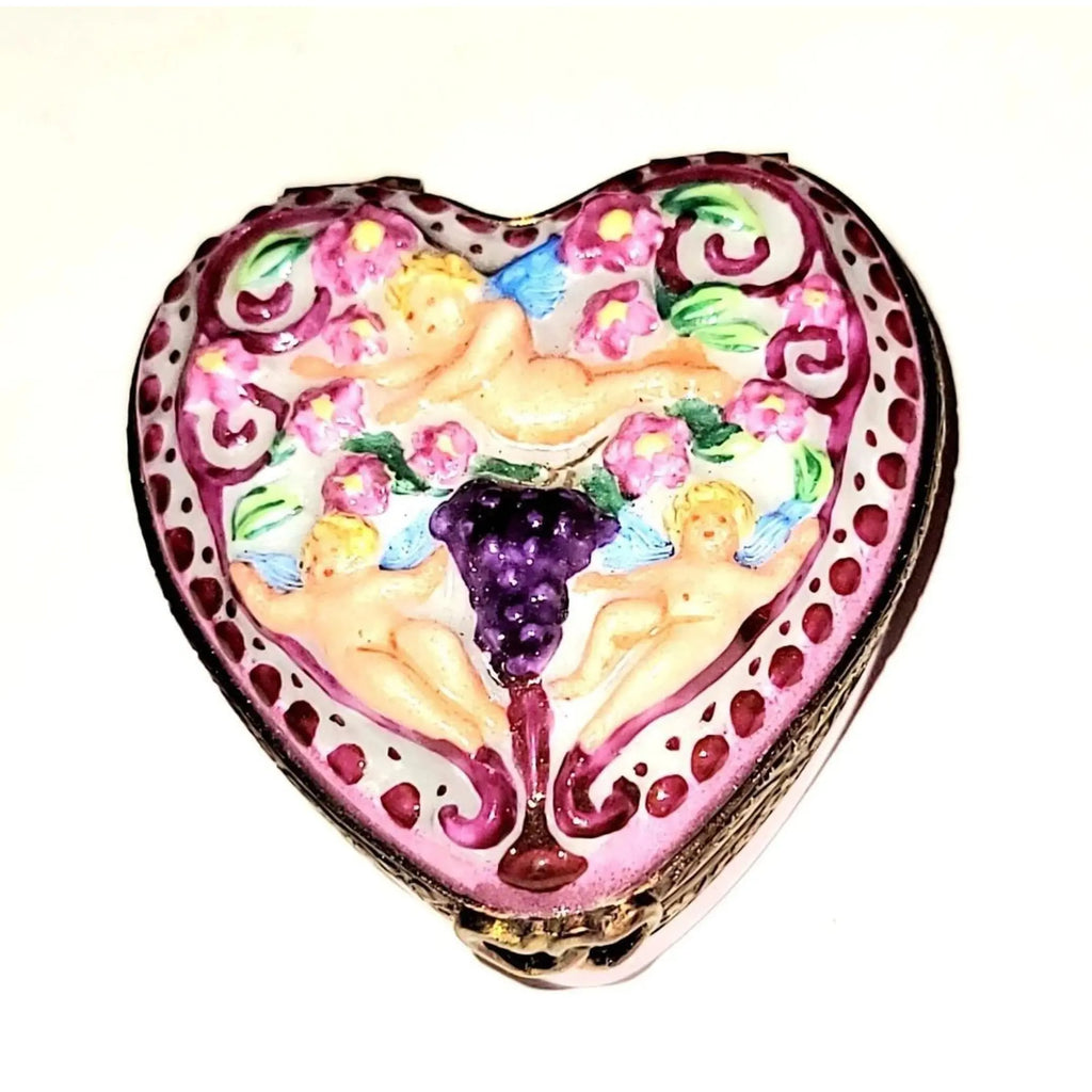Gift idea for someone who loves France: Happy Anniversary Cherubs Heart Limoges box