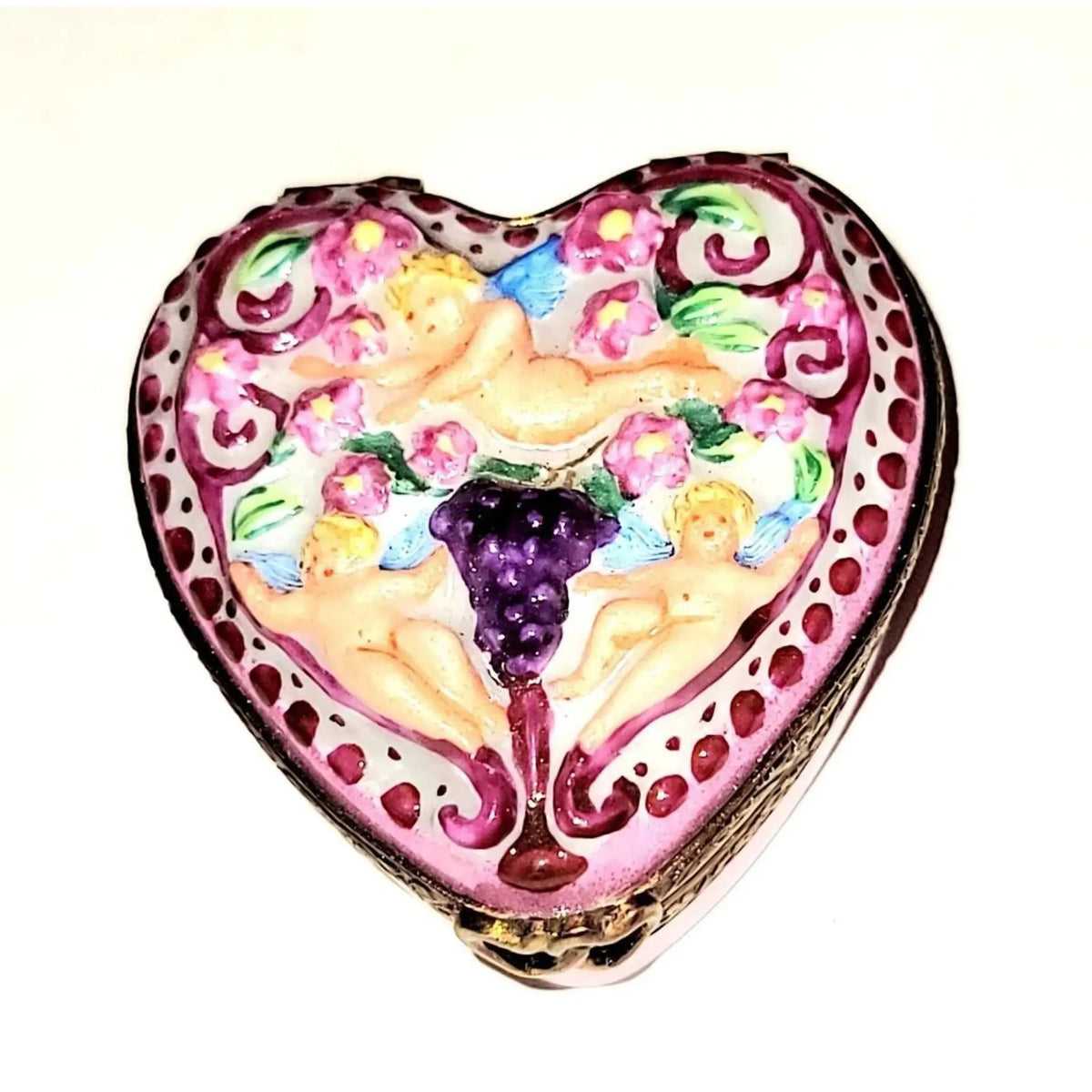 Gift idea for someone who loves France: Happy Anniversary Cherubs Heart Limoges box