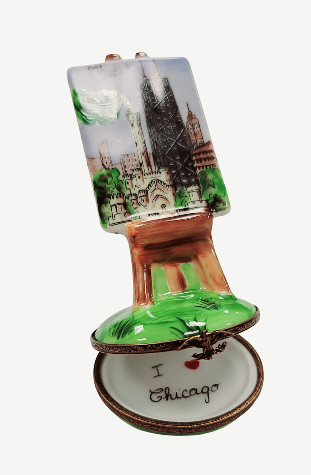 Chicago Easel Limoges Box Figurine for Art Collectors, view 2