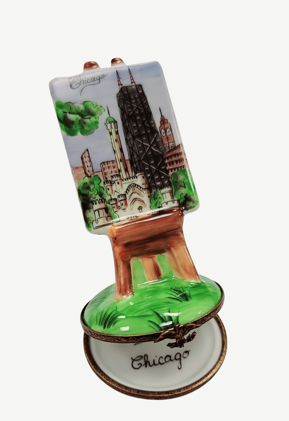 Collectible Chicago Easel for Art Limoges box with artisan brushwork