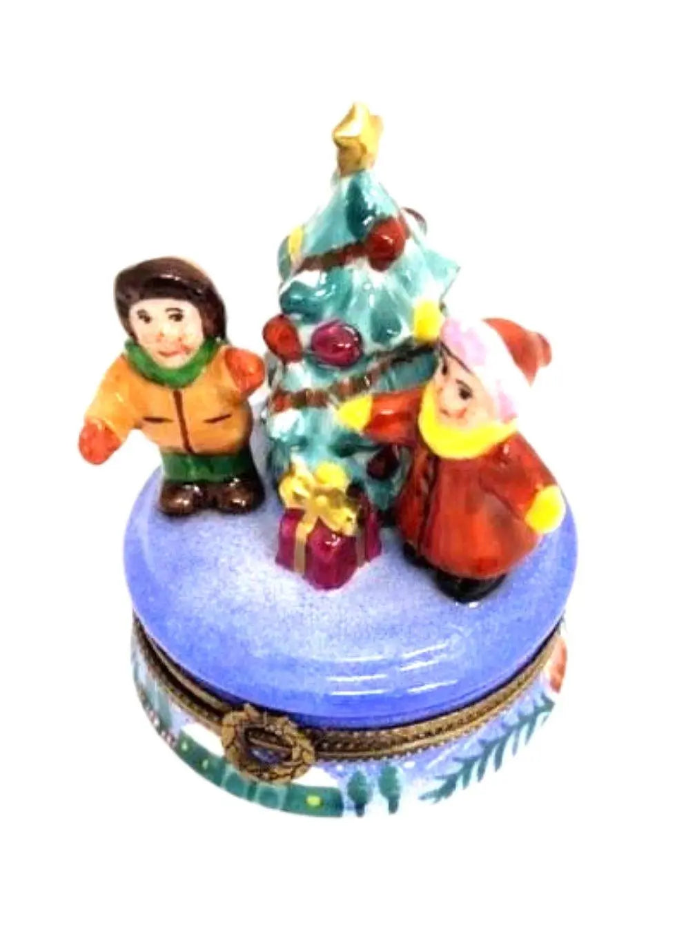 Children Waiting Christmas Morning Limoges Box Gift, a hand-painted Limoges porcelain gift