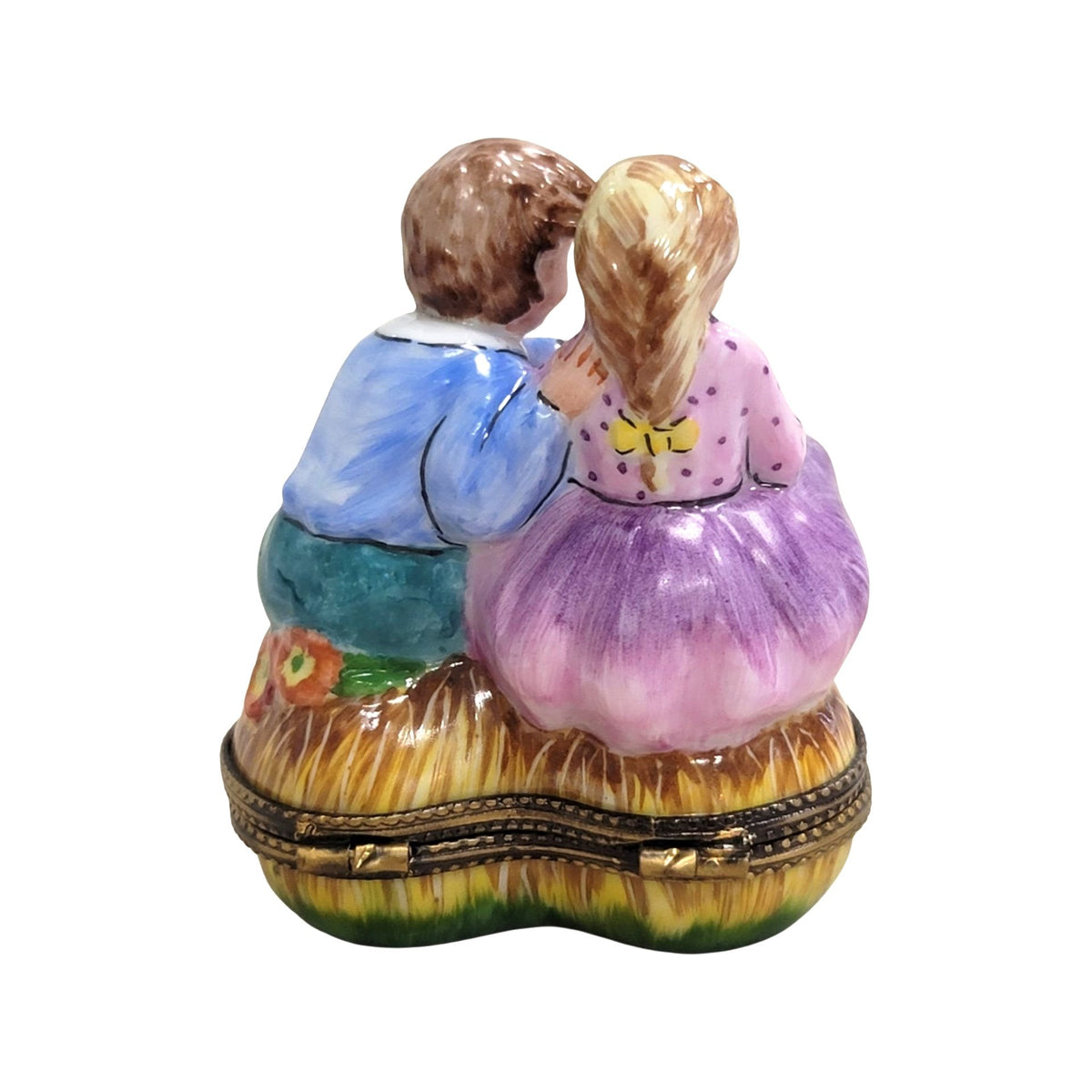 Children Not Afraid of Love on Heart Porcelain Art Object Limoges, view 3