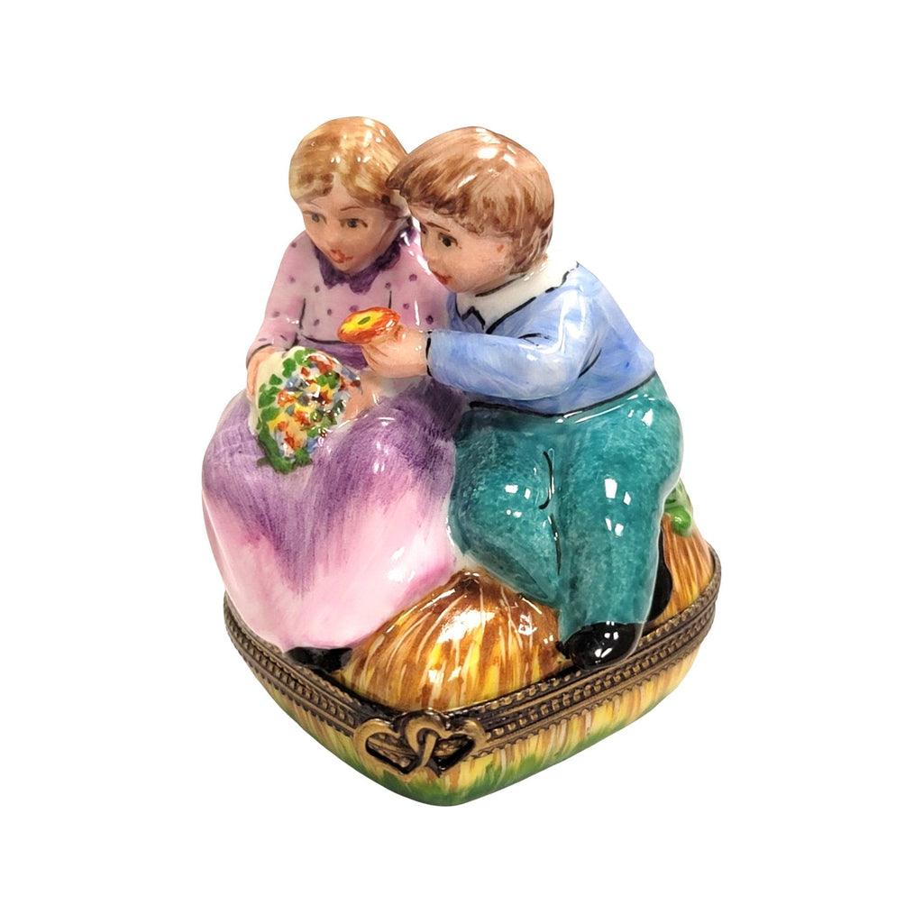 Children Not Afraid of Love on Heart Porcelain Art Object Limoges, view 4