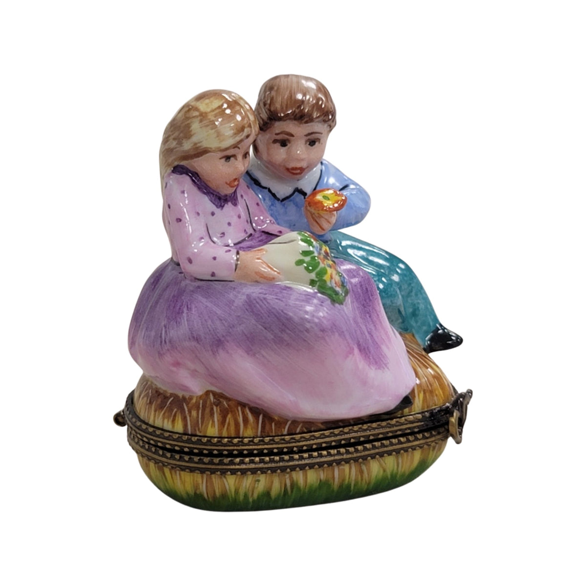 Children Not Afraid of Love on Heart Porcelain Art Object Limoges, view 5