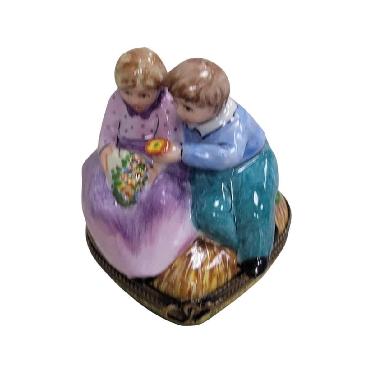 Children Not Afraid of Love on Heart Porcelain Art Object Limoges, view 6