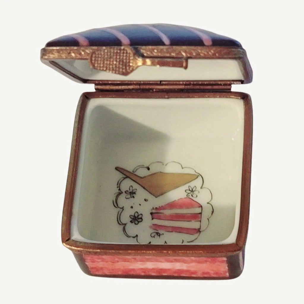 The painter's artistry shows on this Chocolate Icing Cake 3 Diagonal Limoges box