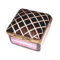 Chocolate Icing Cake Criss Cross Limoges Box Figurine, a hand-painted Limoges porcelain gift