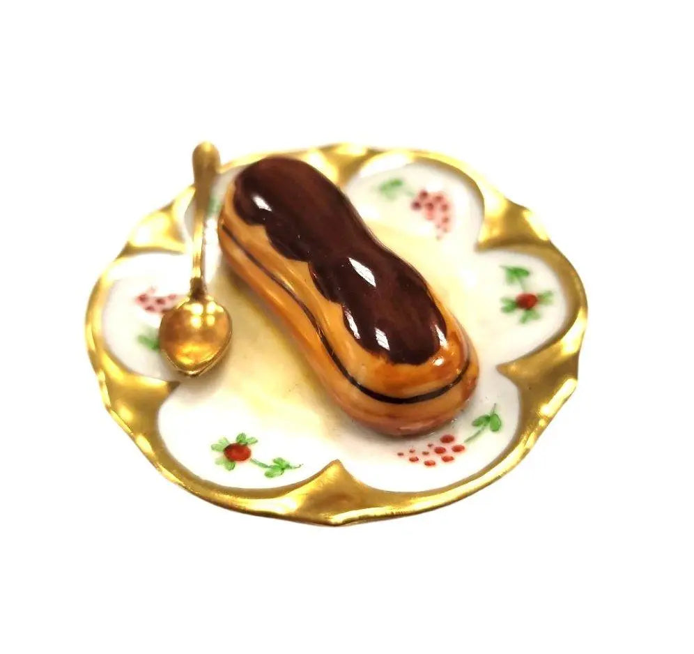 Chocolate Napolean Dessert on Gold Trim Limoges Box Figurine, view 4