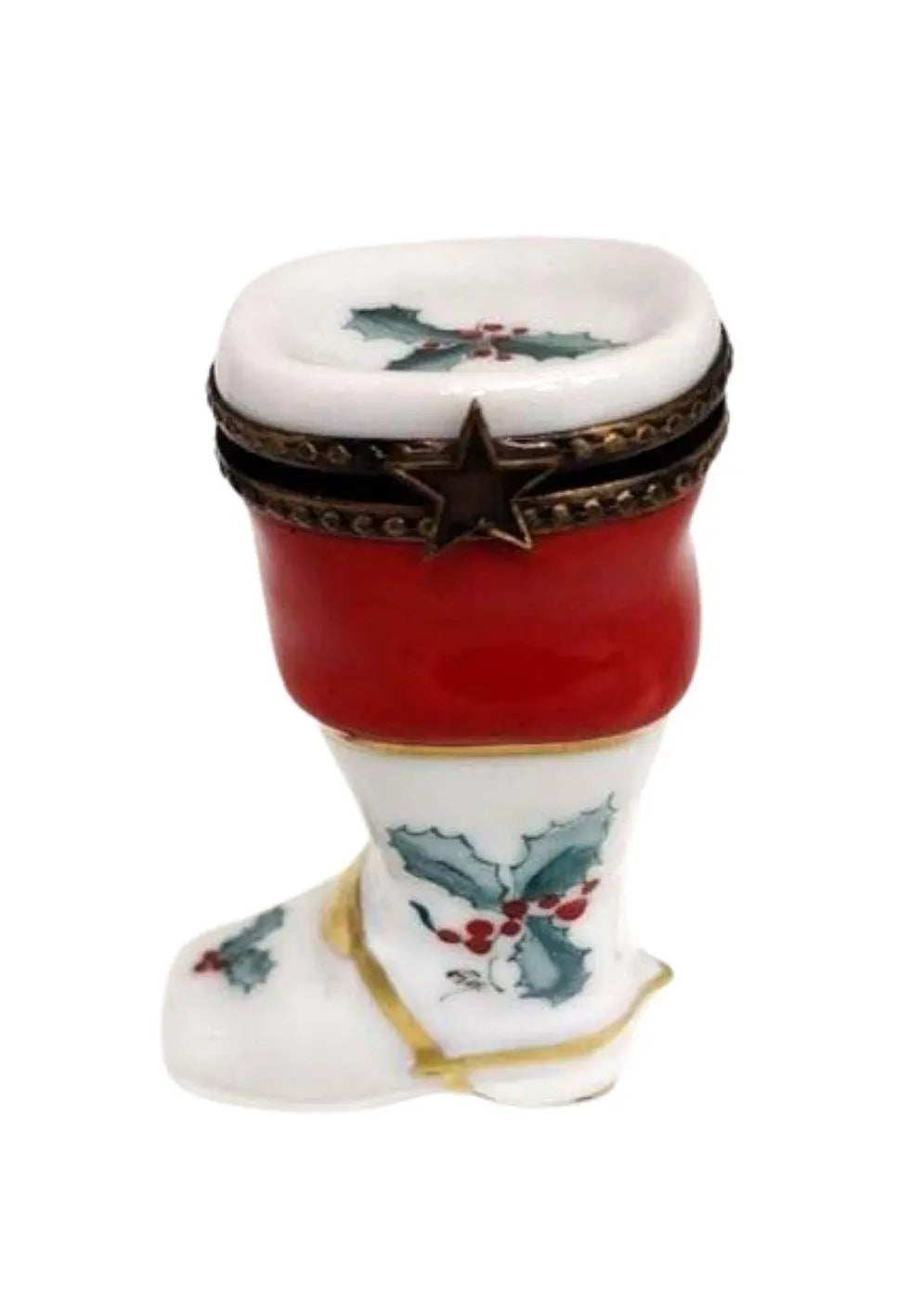 Christmas Boot with Mistletoe Limoges Box, view 3