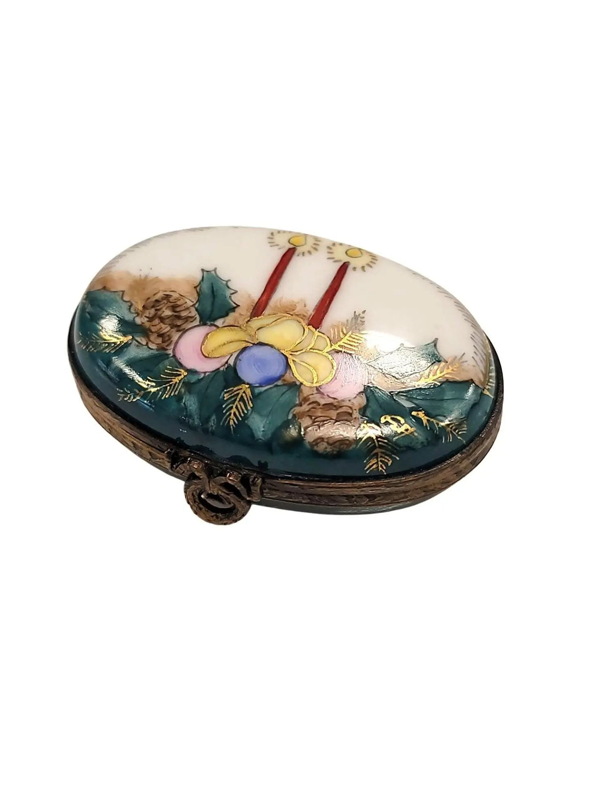 Christmas Eve Candles Mistletoe Limoges Box Figurine, view 5