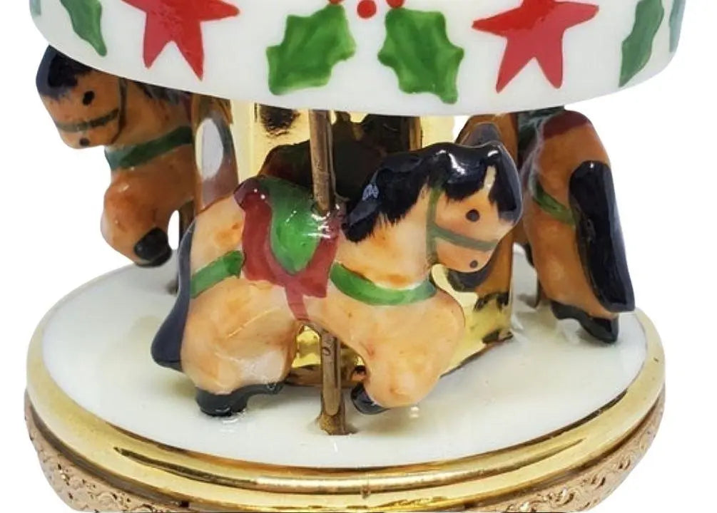 Treasured French collectible: Christmas MerryGoRound Carousel Limoges box, painted by hand