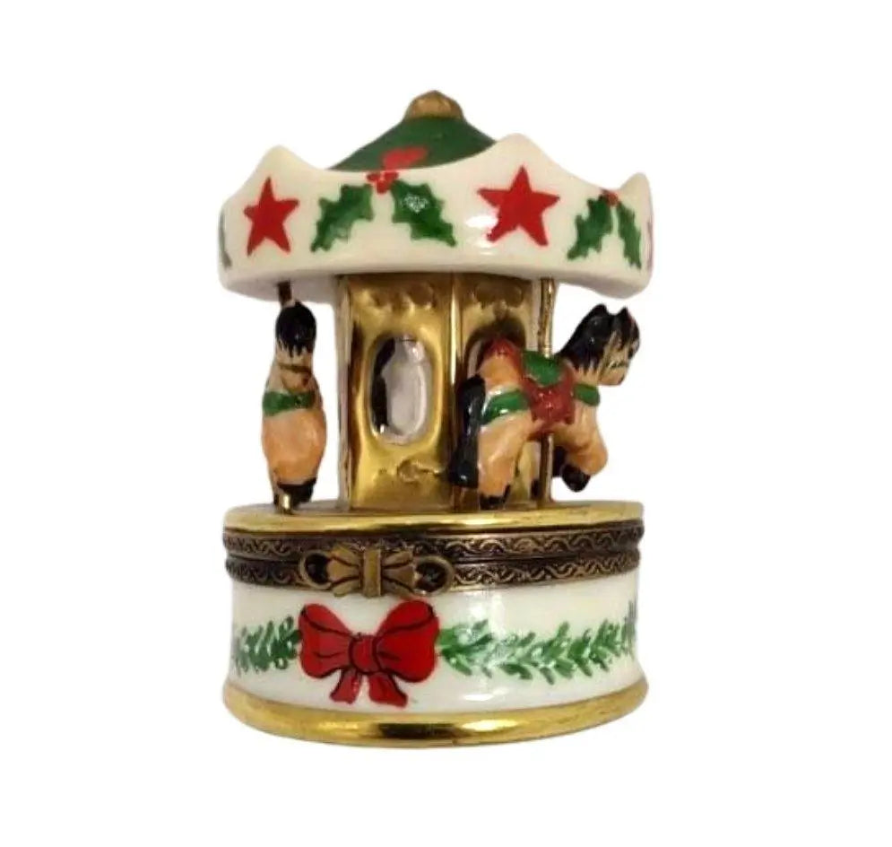 Christmas MerryGoRound Carousel Limoges Box Figurine, view 6
