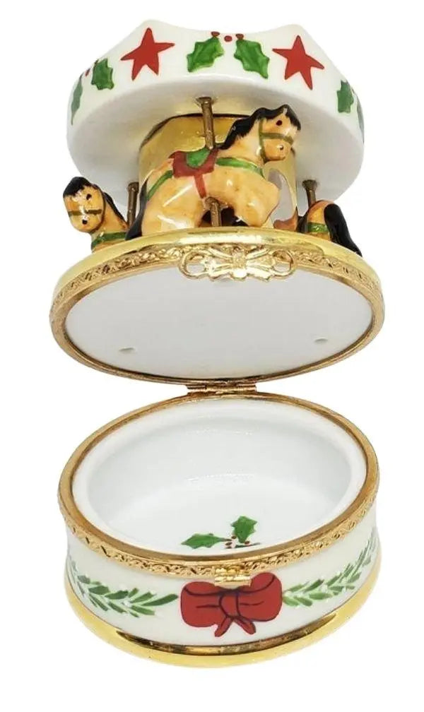 Christmas MerryGoRound Carousel Limoges Box Figurine, view 7