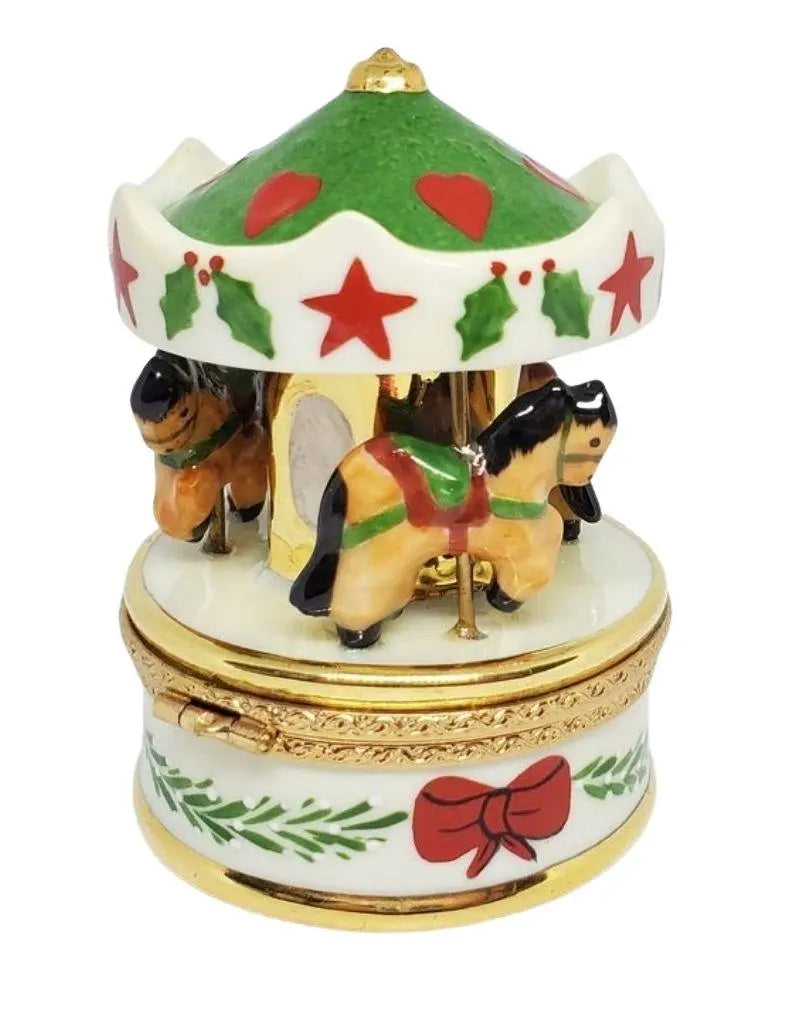 Christmas MerryGoRound Carousel Limoges Box Figurine, view 8