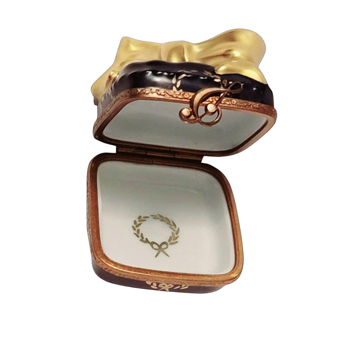 The painter's artistry shows on this Christmas Horn Blue Gold Limoges box