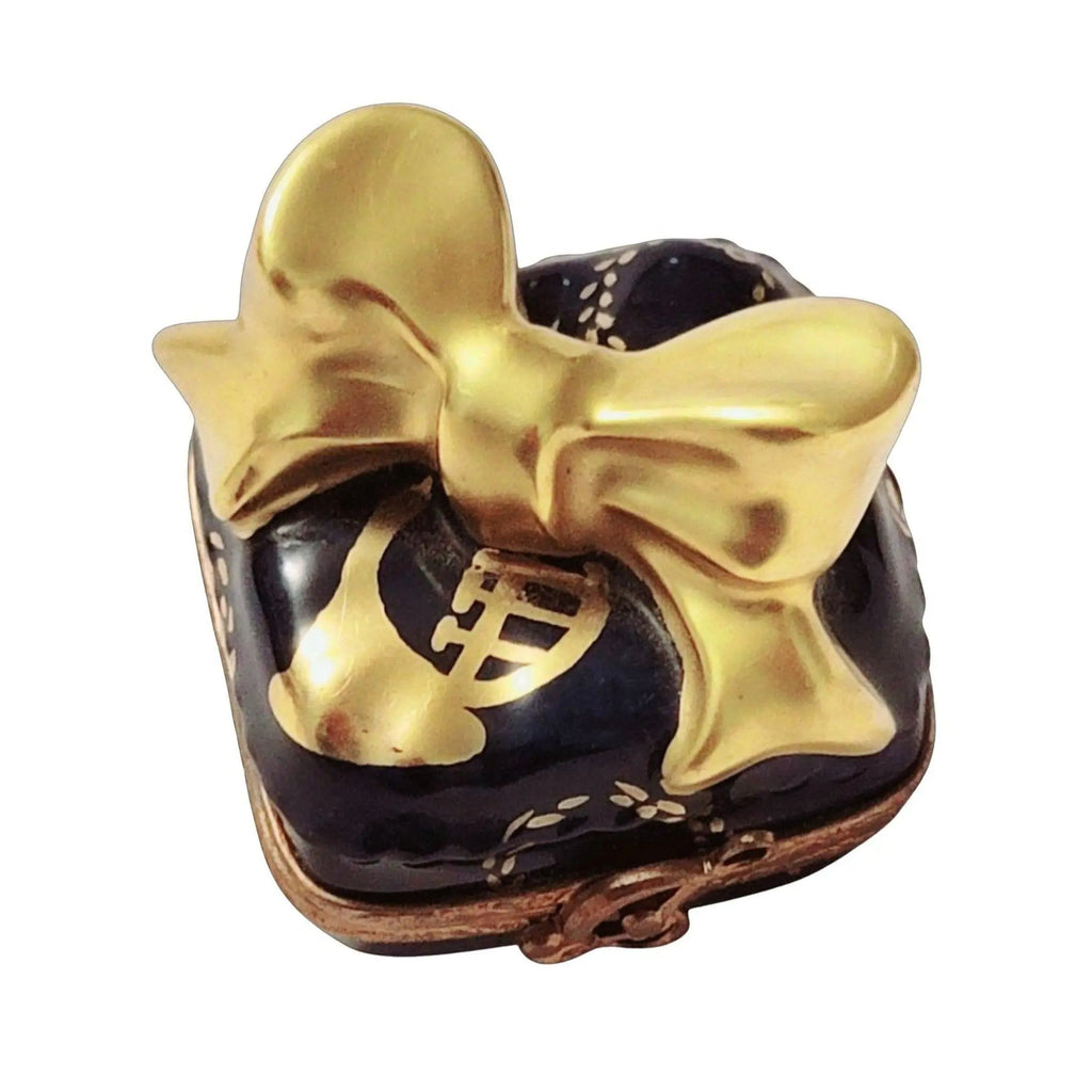 Christmas French Horn Blue Gold Porcelain Limoges Box, view 3
