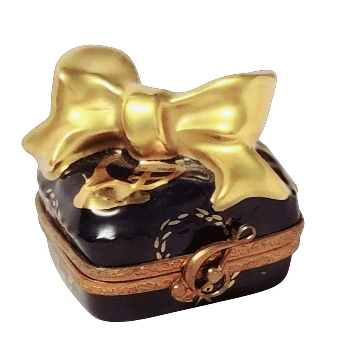 Genuine Christmas Horn Blue Gold Limoges box painted by hand in France for Christmas, from Limoges Boutique