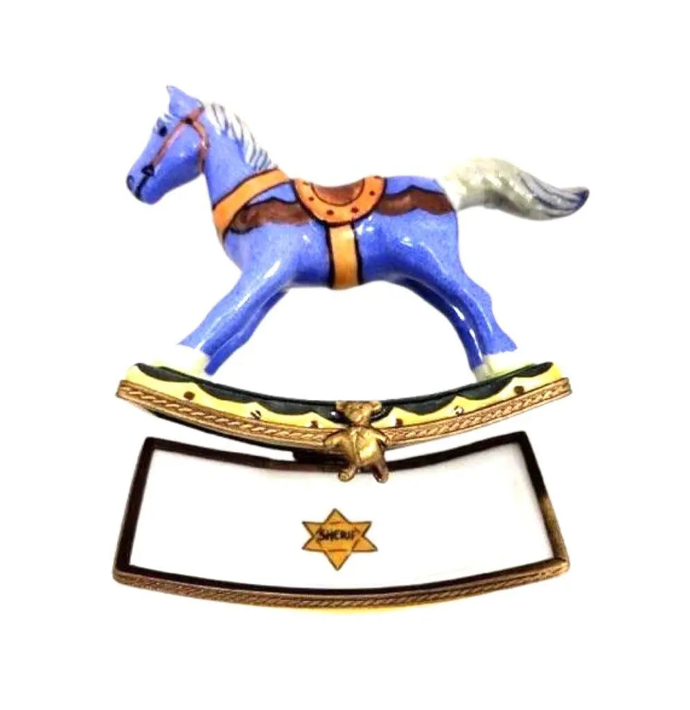 Christmas Rocking Horse Sheriff Limoges Box Figurine, view 2