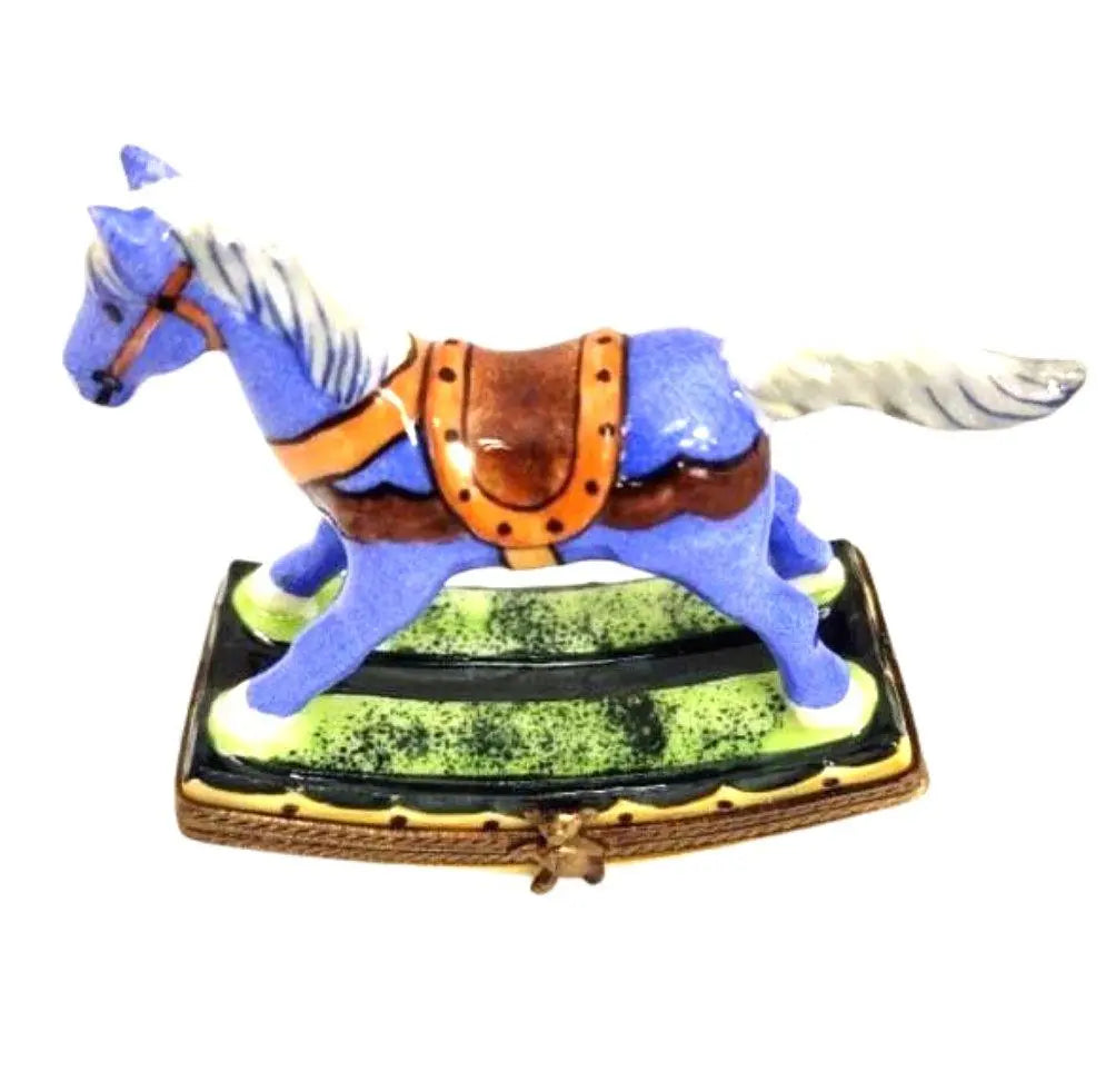 Christmas Rocking Horse Sheriff Limoges Box Figurine, view 4