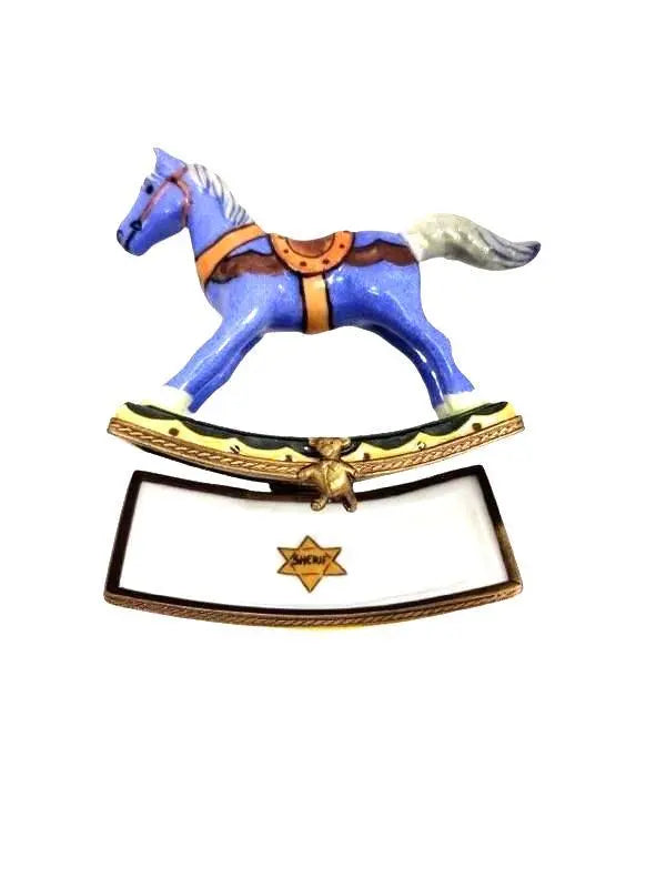 Christmas Rocking Horse Sheriff Limoges Box Figurine, view 8