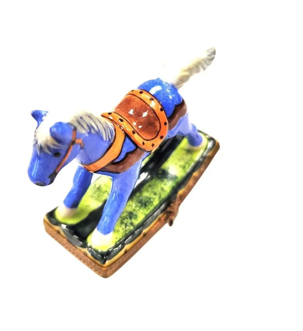 Christmas Rocking Horse Sheriff Limoges box painted by hand in Limoges, France, a gift to treasure