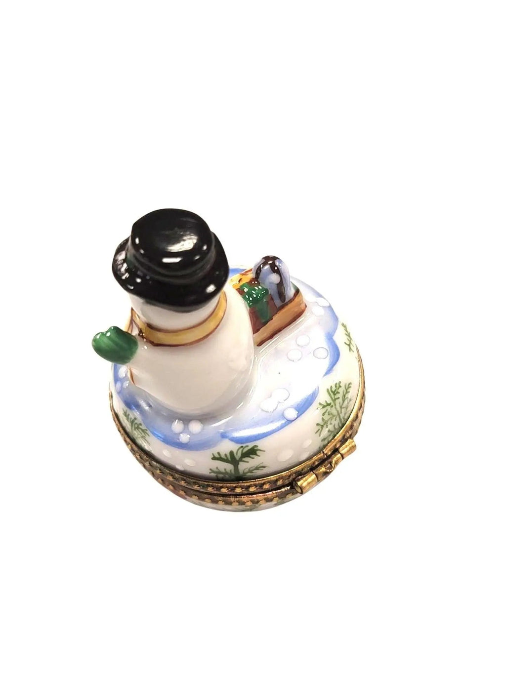 Christmas Snowman Waving Best Detail Limoges Box Figurine, view 2