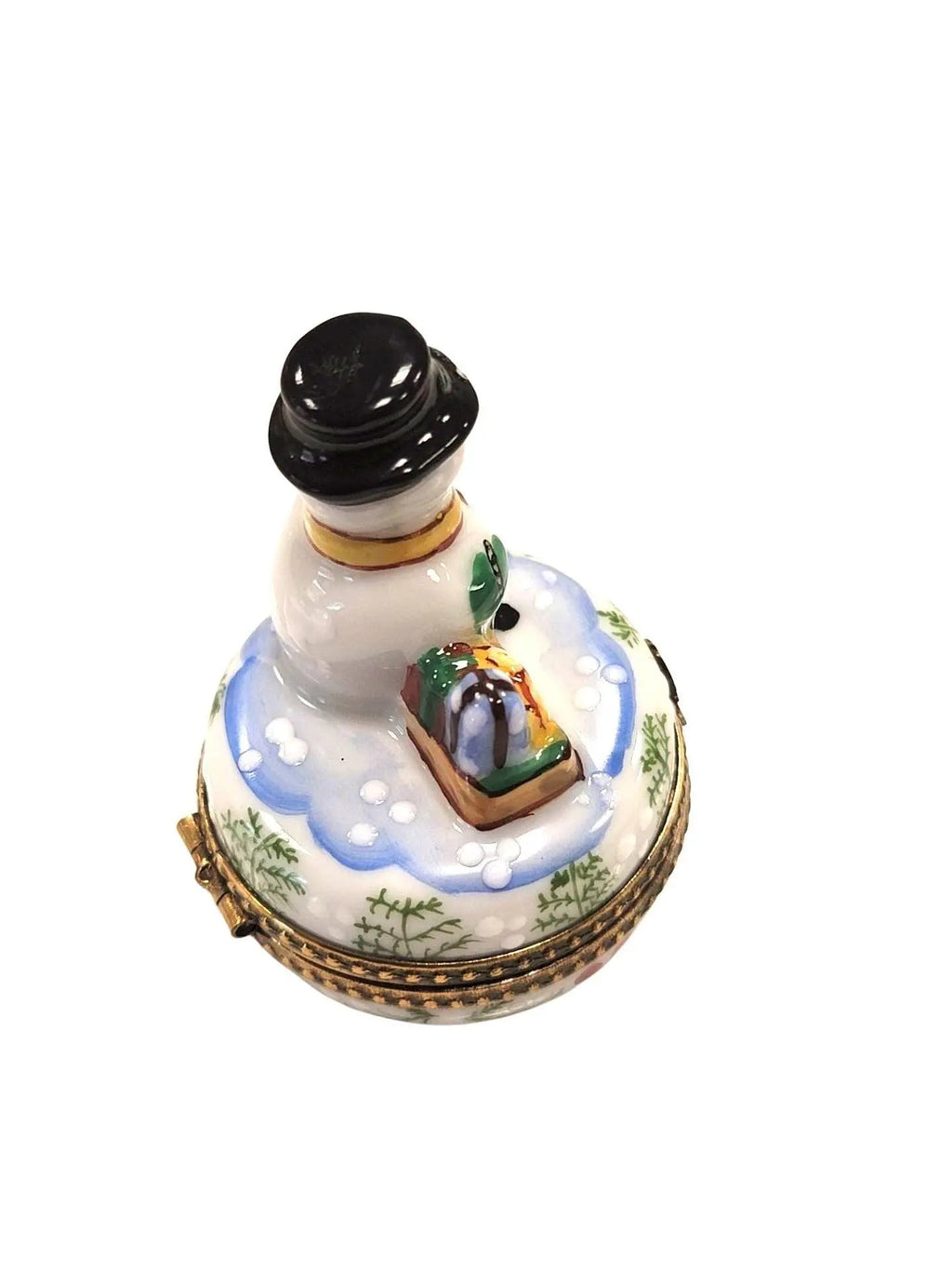 Christmas Snowman Waving Best Detail Limoges Box Figurine, view 4