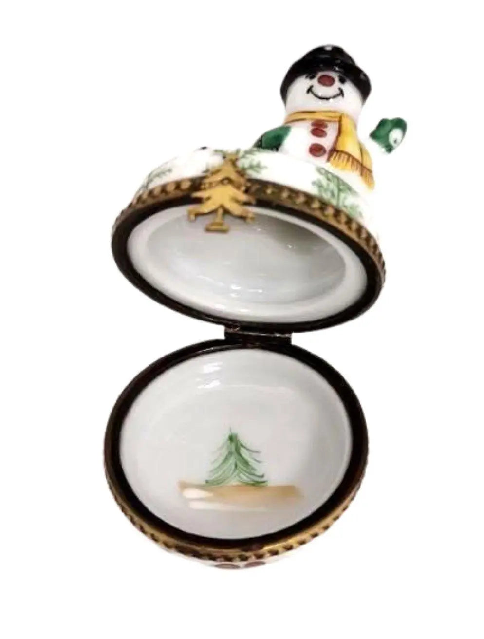 Christmas Snowman Waving Best Detail Limoges Box Figurine, view 6
