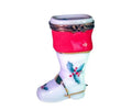 Authentic Christmas Stocking Snow Boot with Mistletoe Limoges box, hand-painted in France, from Limoges Boutique