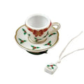 Genuine Rochard Christmas Teacup with Tea Limoges box painted by hand in France for Christmas, from Limoges Boutique