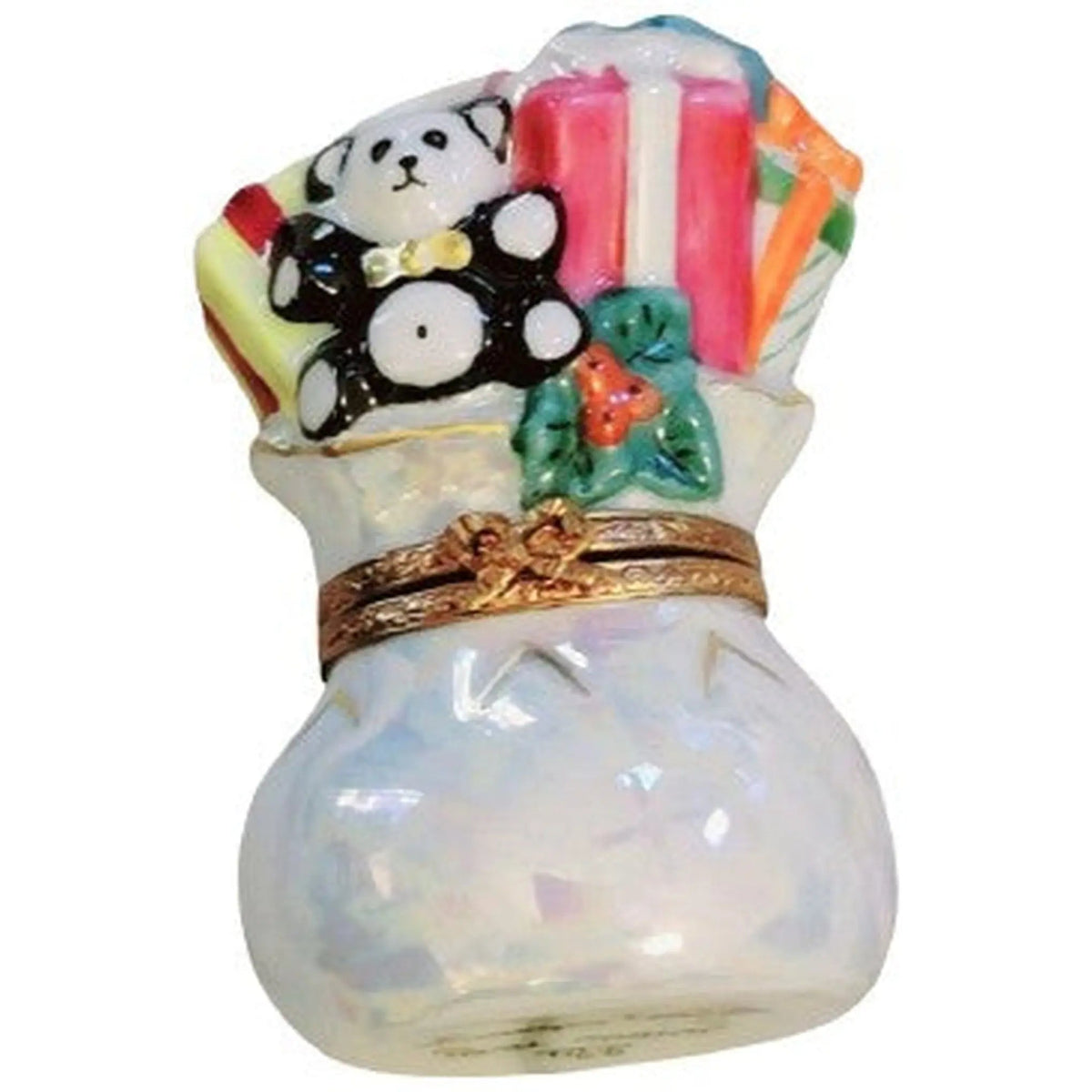 Genuine Christmas Bag Filled with Toys Christmas Limoges box painted by hand in France for Christmas, from Limoges Boutique